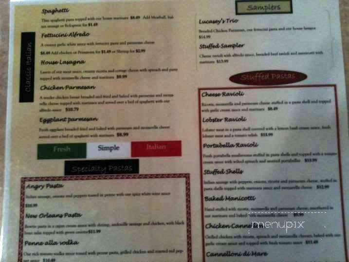 Lucasey's - Marysville, OH menu_pic