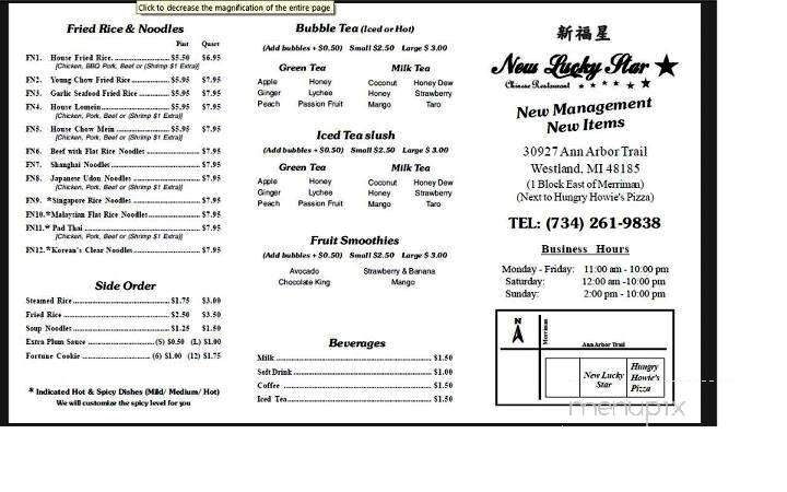 New Lucky Star - Westland, MI menu_pic