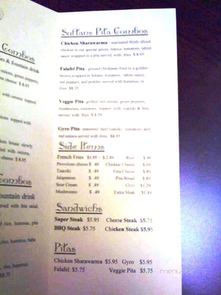 Sultan Cafe & Grill - Lafayette, LA menu_pic