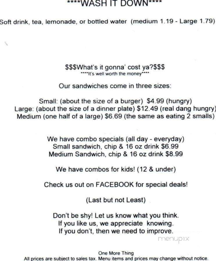 Alvin Ord's Sandwich Shop - Weatherford, TX menu_pic