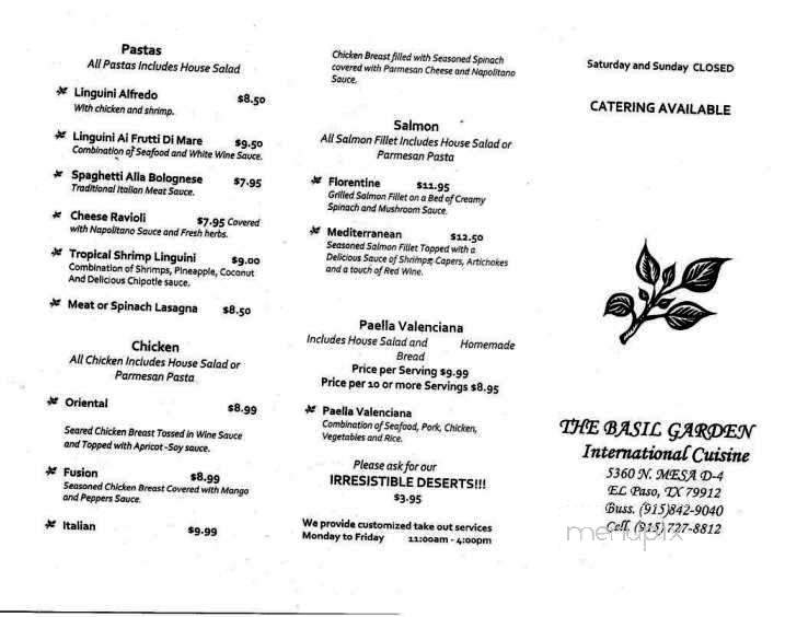 Basil Garden - El Paso, TX menu_pic