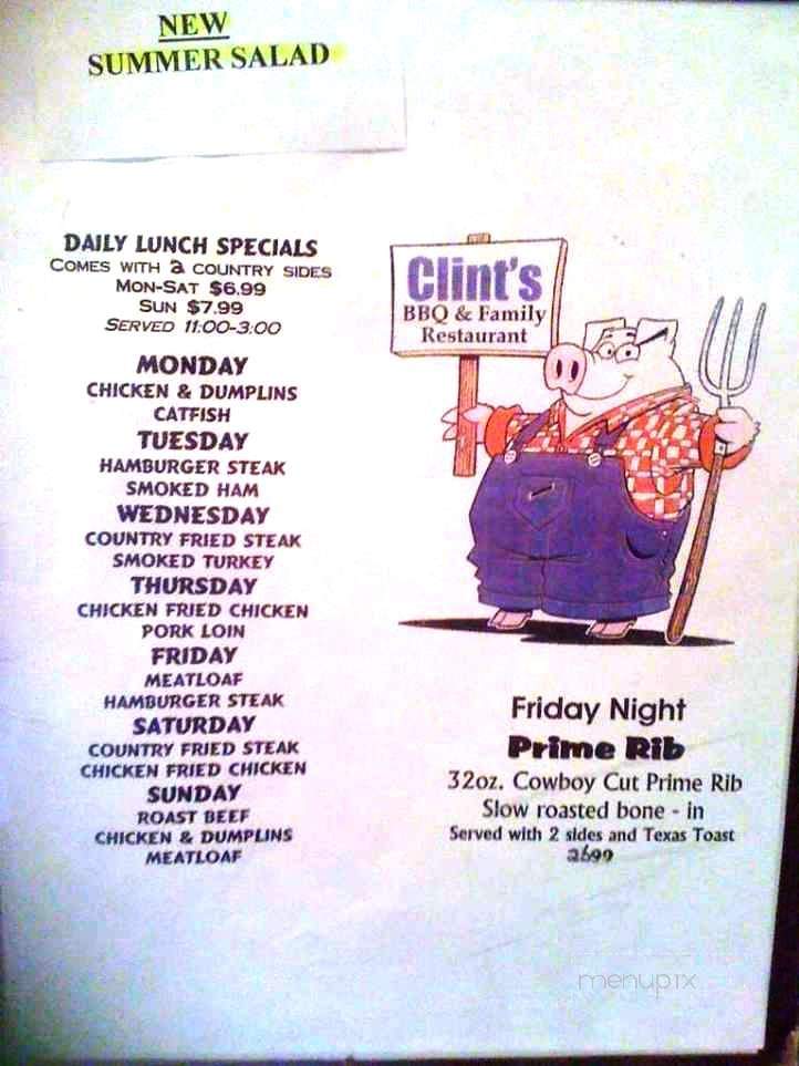 Clint's Family Restaurant - Sevierville, TN menu_pic