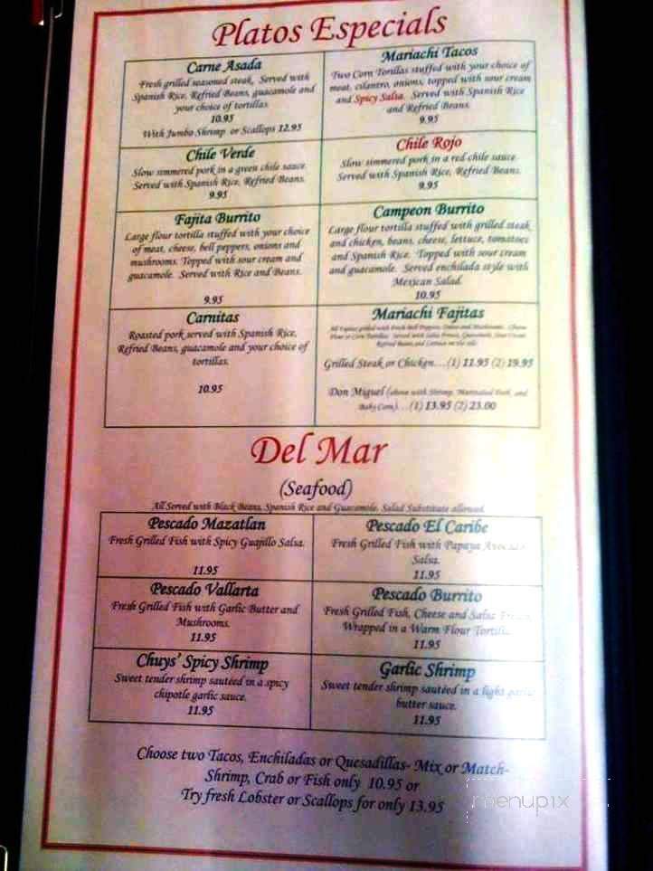 El Mariachi II - Aiea, HI menu_pic