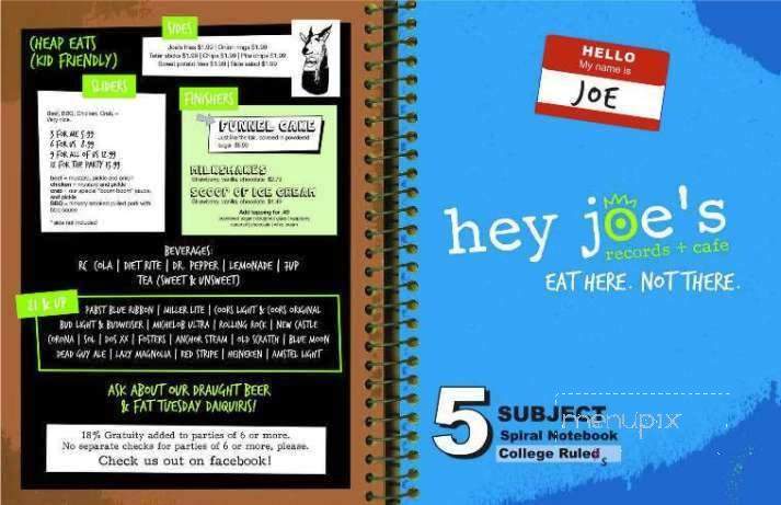 Hey Joe's - Cleveland, MS menu_pic