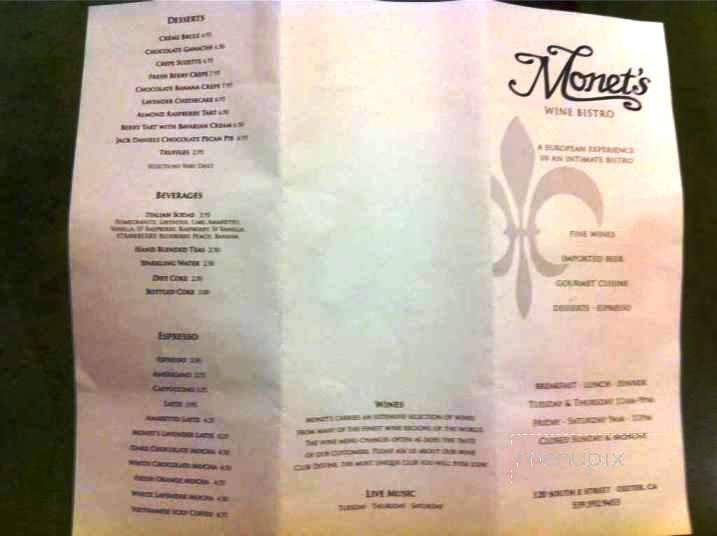 /422108/Monets-Menu-Exeter-CA - Exeter, CA