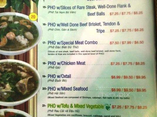 Pho 777 - Honolulu, HI menu_pic