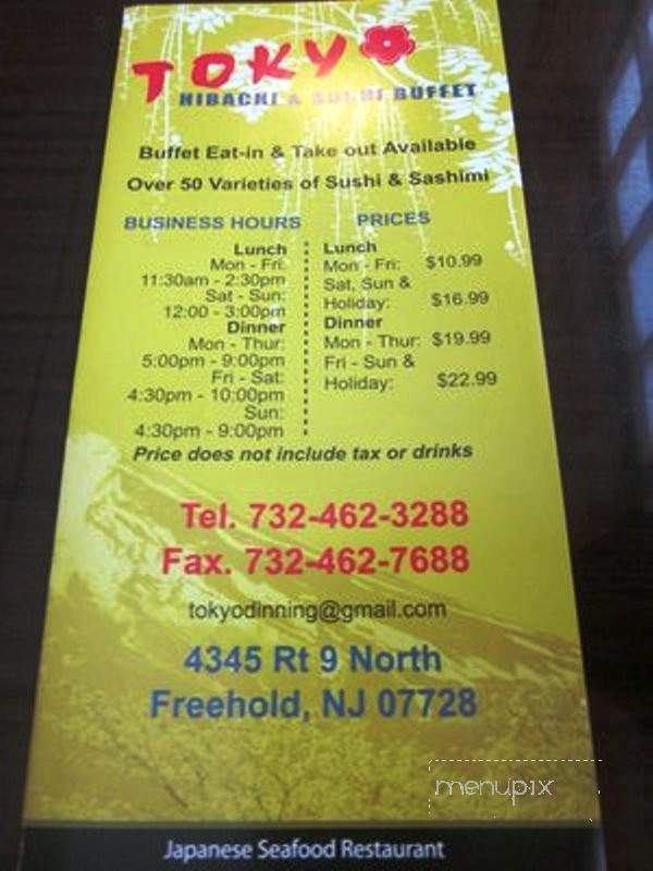 Tokyo Sushi and Hibachi Buffet - Freehold, NJ menu_pic