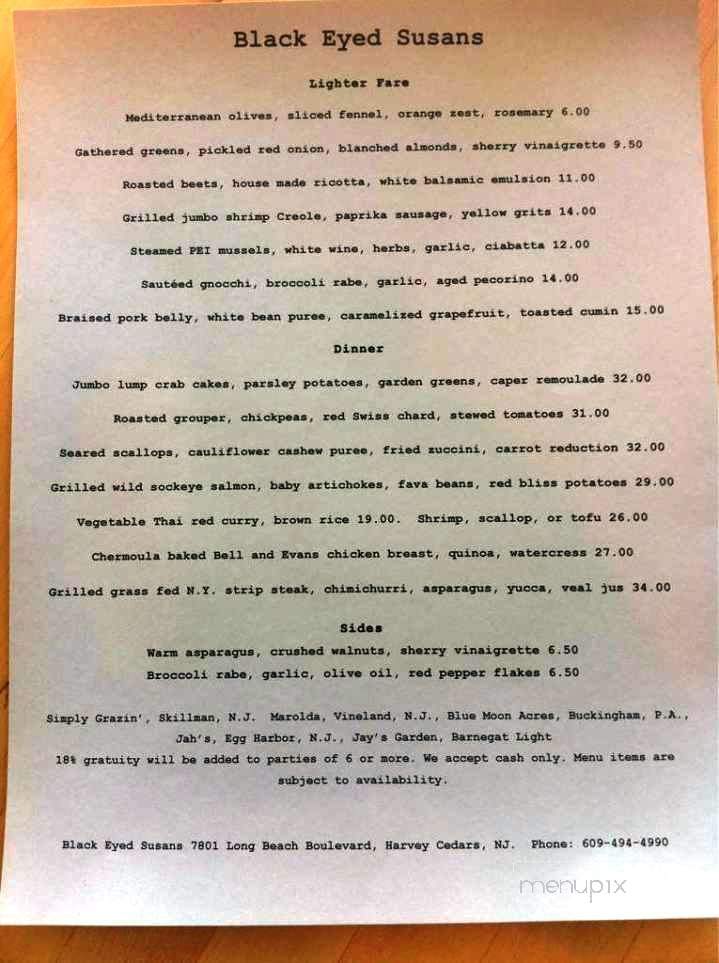 Black Eyed Susan's Cafe - Harvey Cedars, NJ menu_pic