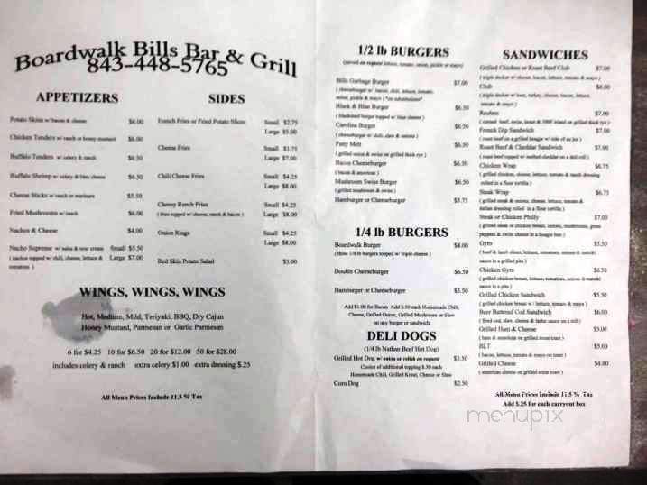 Boardwalk Bills Bar & Grill - Myrtle Beach, SC menu_pic