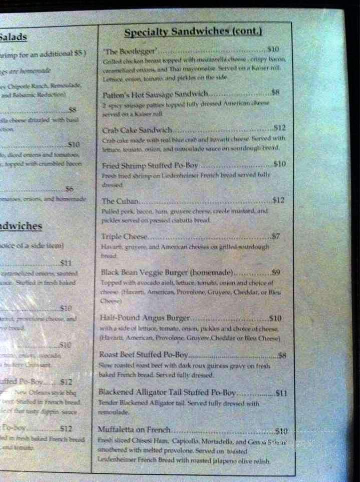 Bootlegger's Bar & Grille - New Orleans, LA menu_pic