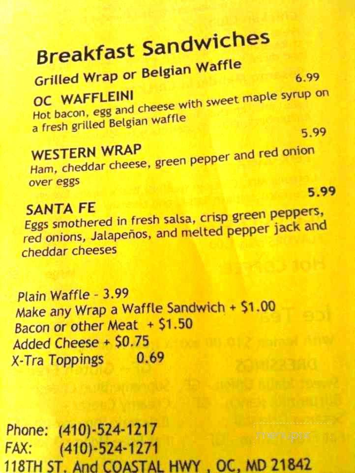 Brianna's Bananas Cafe - Ocean City, MD menu_pic