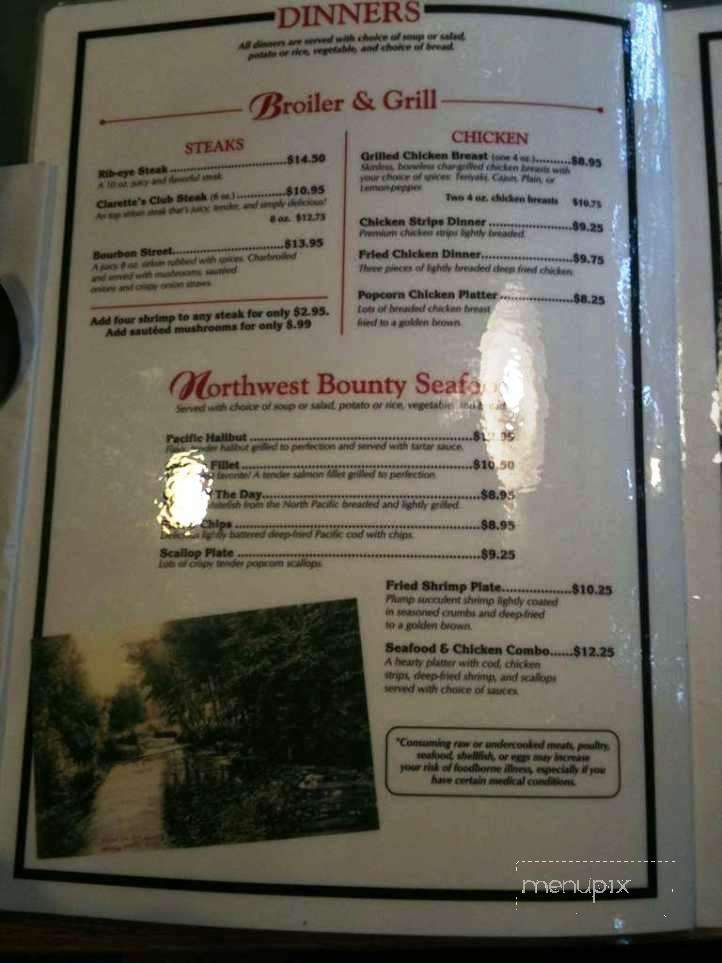 Clarette's Restaurant - Walla Walla, WA menu_pic