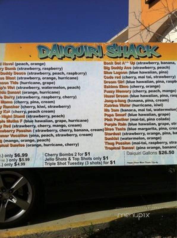 Daiquiri Shack - Houston, TX menu_pic