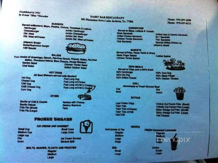 Dairy Bar - Lake Jackson, TX menu_pic