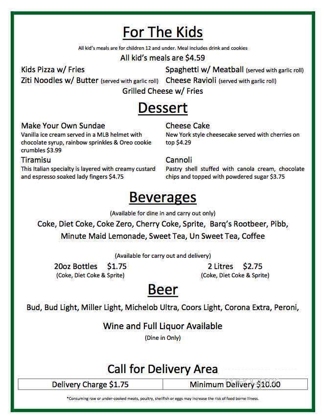 Lorenzo's Pizza, Pasta & Subs - Belton, MO menu_pic