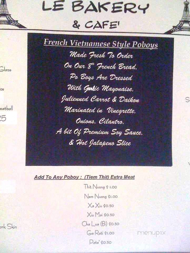 Le Bakery - Biloxi, MS menu_pic