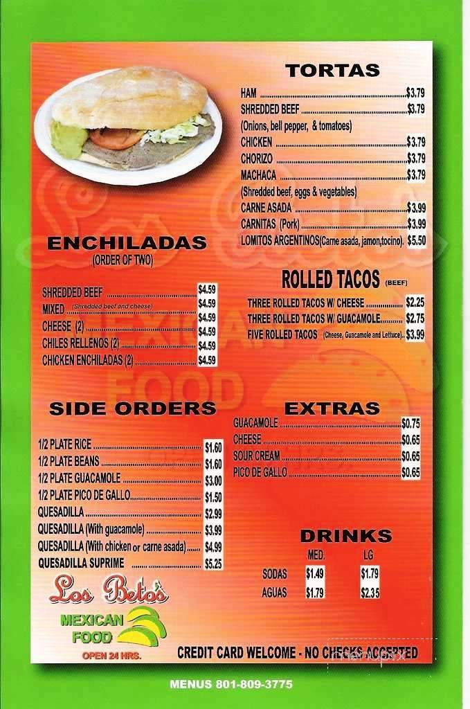 Los Beto's - Nampa, ID menu_pic