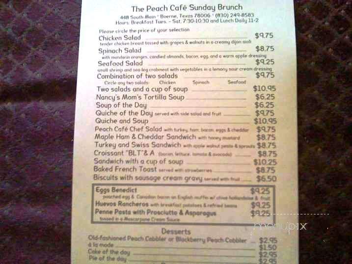 Peach Tree Cafe - Boerne, TX menu_pic
