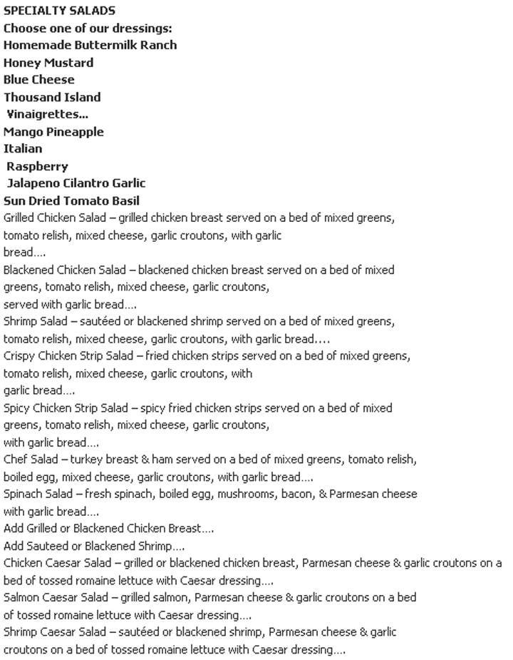 Whistle Hill Cafe - Weatherford, TX menu_pic