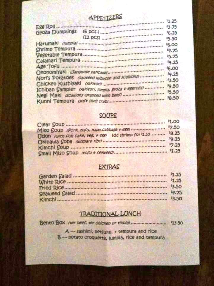 Aji Ichiban - Jacksonville, NC menu_pic