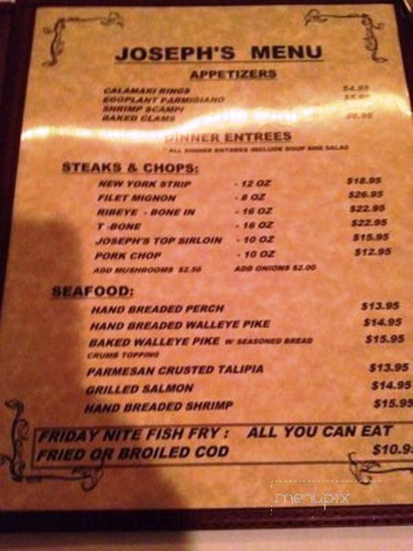 Joseph's Steak House & Italian - Delavan, WI menu_pic