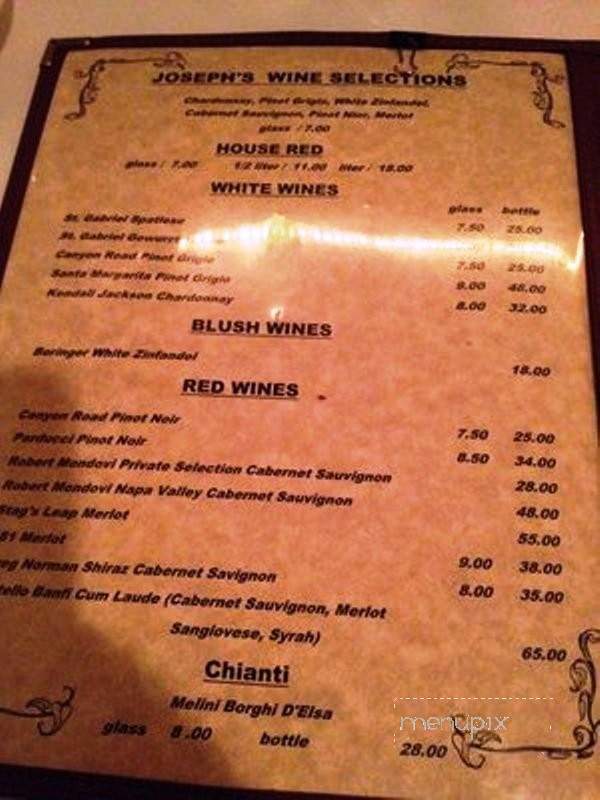 Joseph's Steak House & Italian - Delavan, WI menu_pic