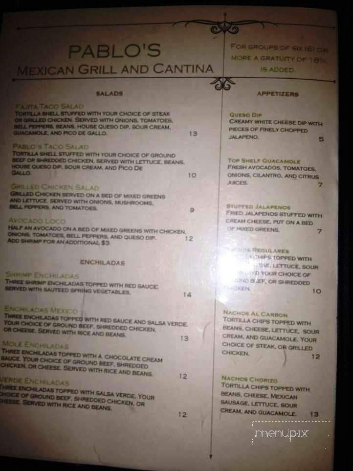 Pablo's Mexican Restaurant - Fernandina Beach, FL menu_pic