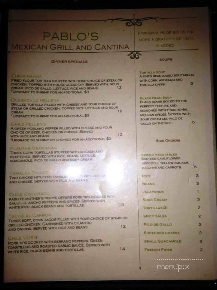 Pablo's Mexican Restaurant - Fernandina Beach, FL menu_pic