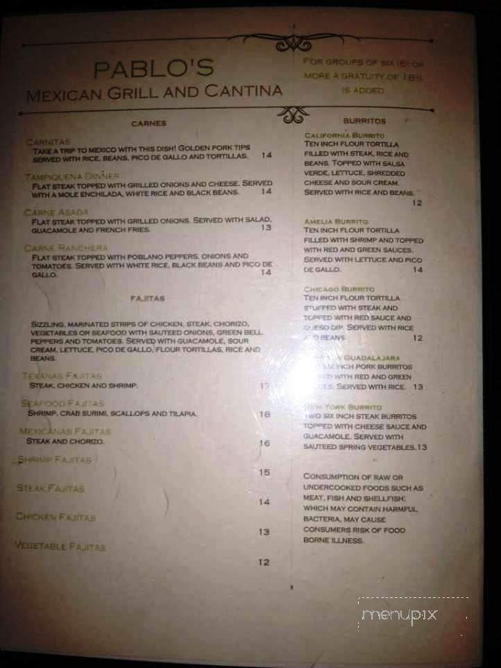 Pablo's Mexican Restaurant - Fernandina Beach, FL menu_pic