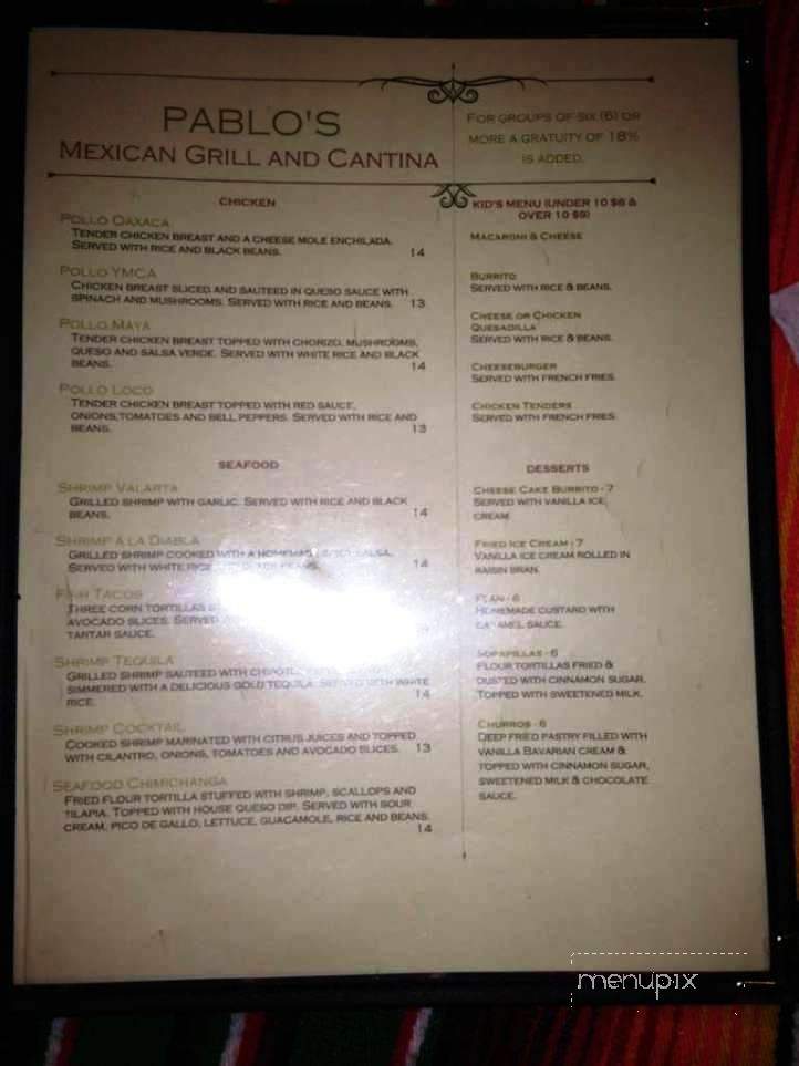 Pablo's Mexican Restaurant - Fernandina Beach, FL menu_pic