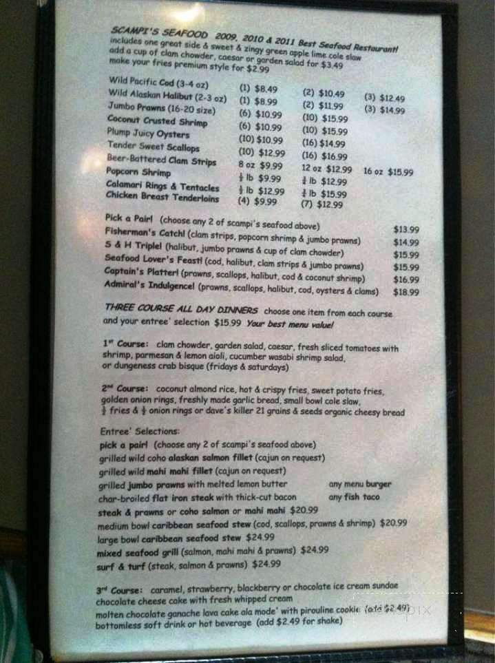 Scampi & Halibuts Seafood - Port Hadlock, WA menu_pic