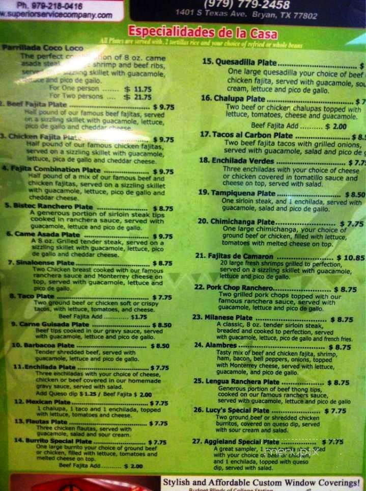 Coco Loco - College Station, TX menu_pic