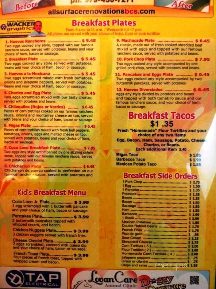 Coco Loco - College Station, TX menu_pic