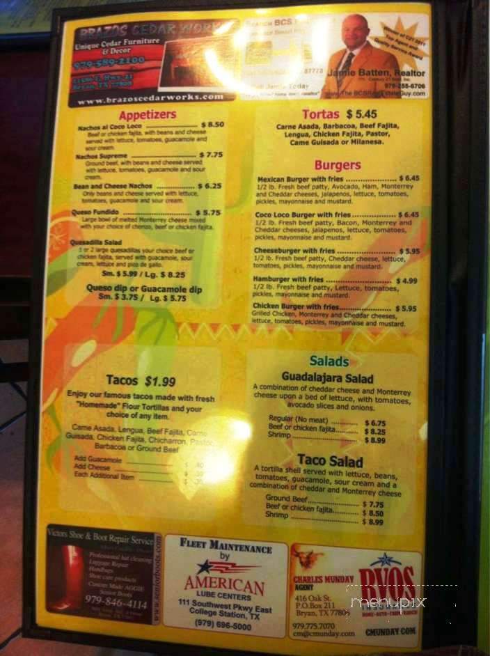Coco Loco - College Station, TX menu_pic