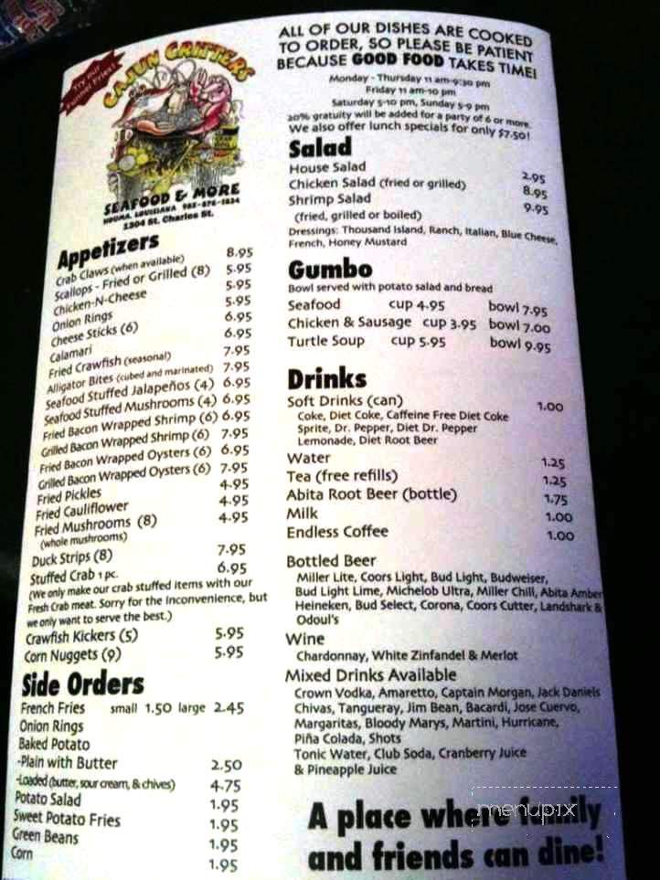 Cajun Critters Seafood - Houma, LA menu_pic