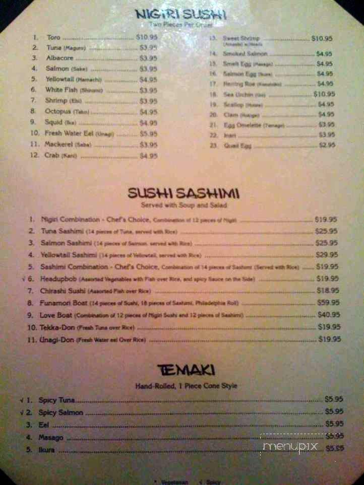 Kohnami Restaurant - South Padre Island, TX menu_pic