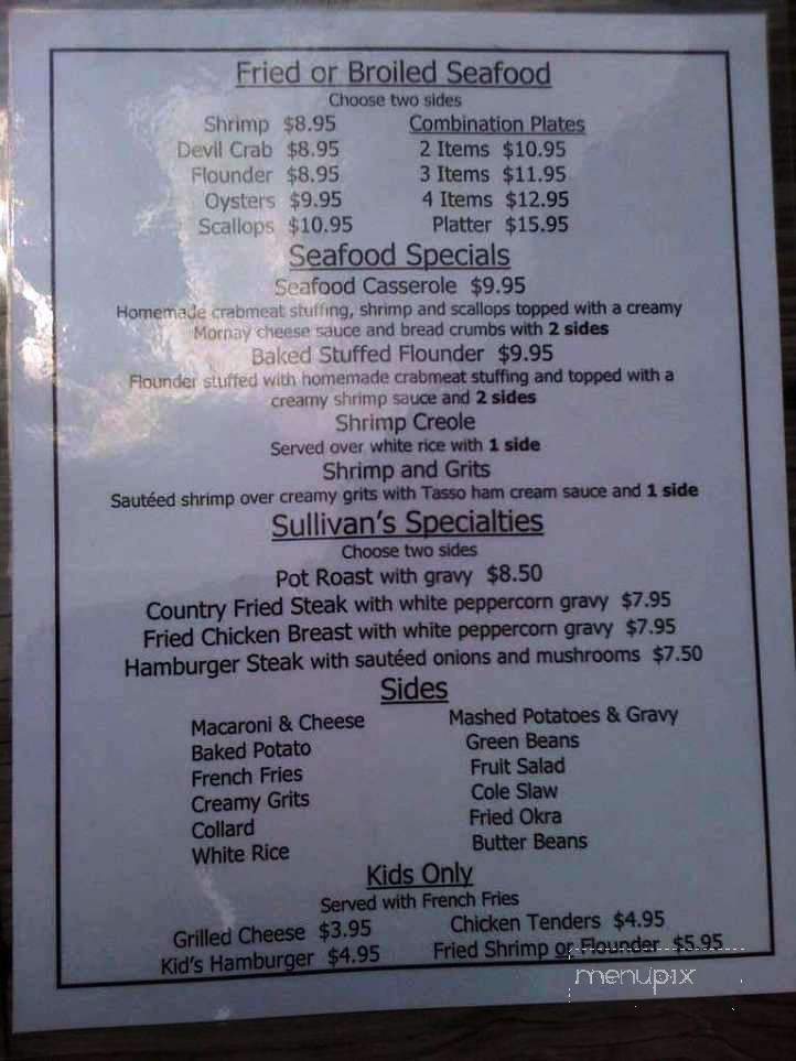 Sullivan's Restaurant - Sullivans Island, SC menu_pic