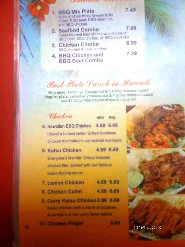 Aloha Barbecue Grill - Lubbock, TX menu_pic