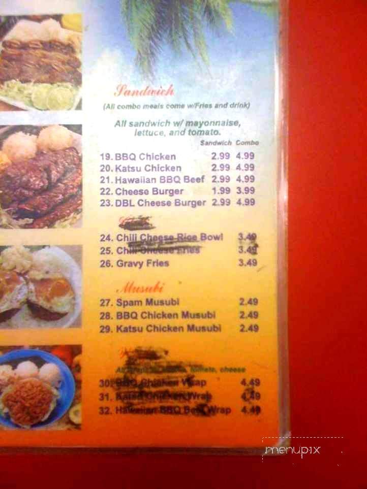 Aloha Barbecue Grill - Lubbock, TX menu_pic