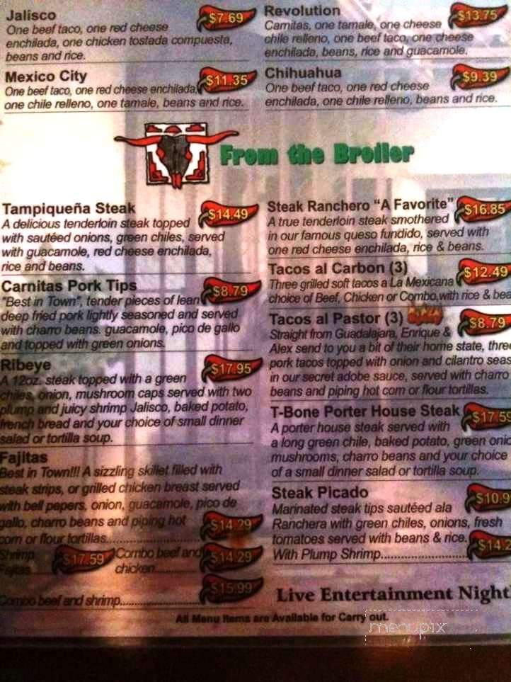 Los Bandidos De Carlos-Mickeys - El Paso, TX menu_pic