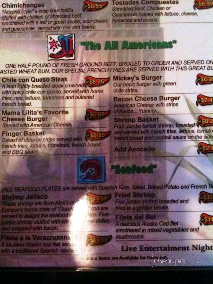Los Bandidos De Carlos-Mickeys - El Paso, TX menu_pic