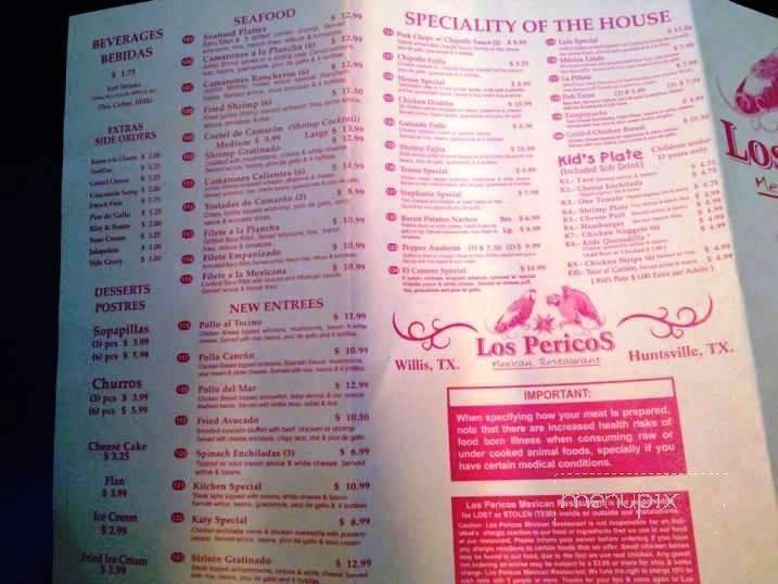 Los Pericos - Huntsville, TX menu_pic