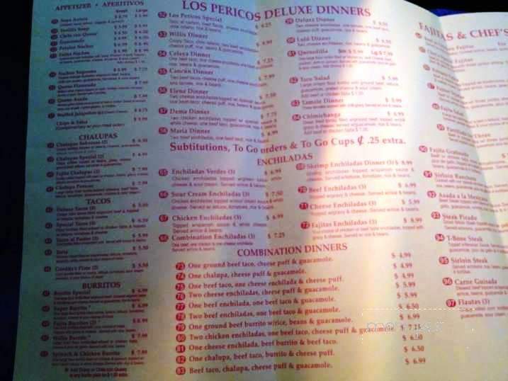 Los Pericos - Huntsville, TX menu_pic