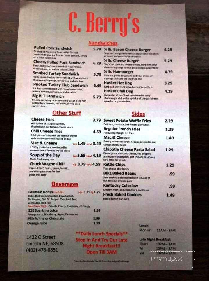 C.Berry's - Lincoln, NE menu_pic