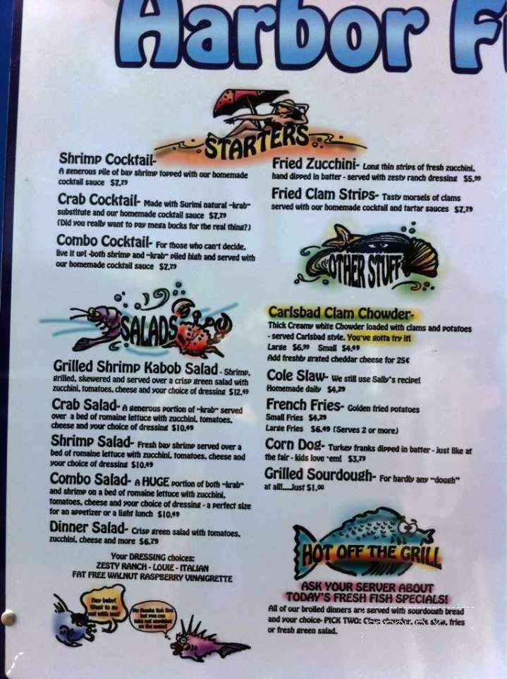 Harbor Fish Cafe - Carlsbad, CA menu_pic