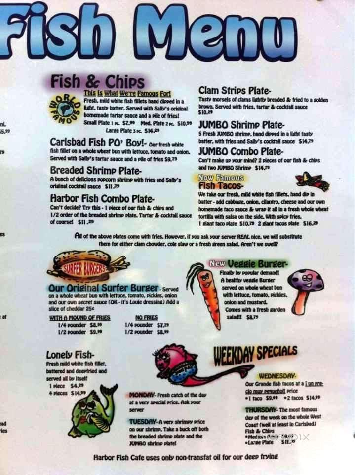 Harbor Fish Cafe - Carlsbad, CA menu_pic