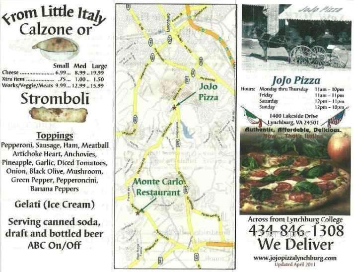 Jojo Pizza - Lynchburg, VA menu_pic