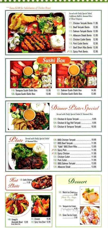 Oishii Sushi - Hayward, CA menu_pic
