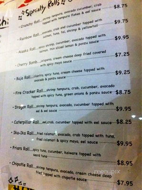 Rocking Tanuki - San Diego, CA menu_pic