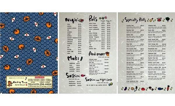 Rocking Tanuki - San Diego, CA menu_pic